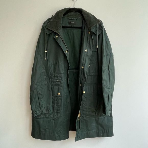 J. Crew Waxed Cotton Long Field Jacket w/ Hood - XL - Unisex